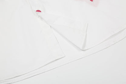 250520 New flower-cut patterned color-blocking encrypted satin shirt