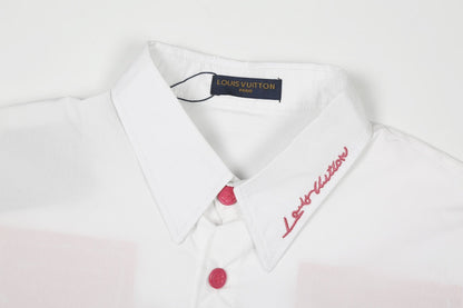 250520 New flower-cut patterned color-blocking encrypted satin shirt