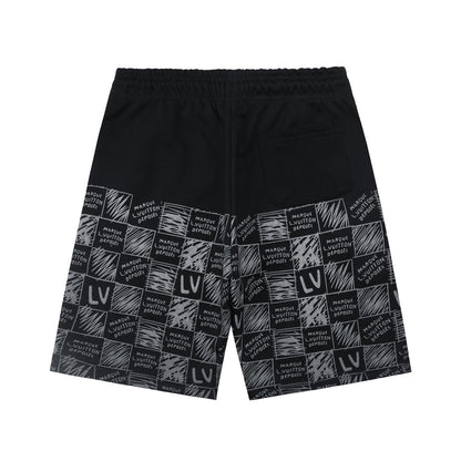 250520 New high-quality direct-spray checkered letter shorts