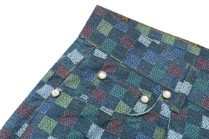 250520 New Mosaic colored checkered jacquard shorts