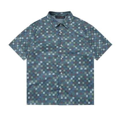 250520 New Mosaic color checkered jacquard T-shirt