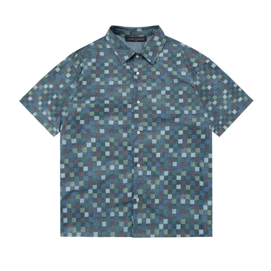 250520 New Mosaic color checkered jacquard T-shirt