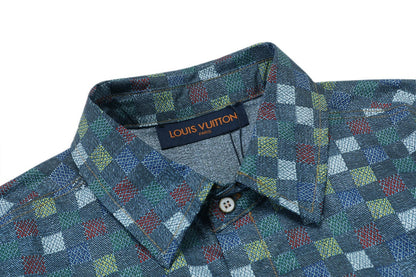 250520 New Mosaic color checkered jacquard T-shirt
