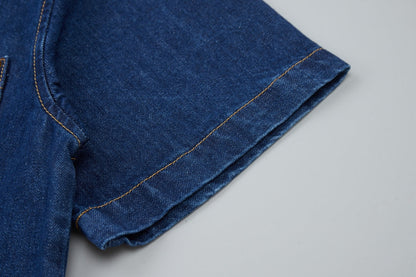 250527 New back flocking Earth denim waistcoat shirt