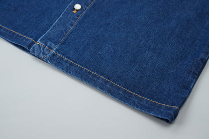 250527 New back flocking Earth denim waistcoat shirt