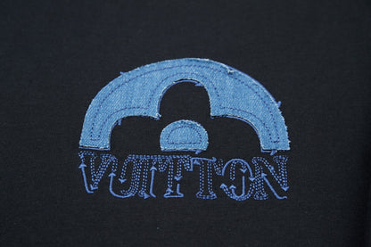 250527 New denim patchwork and embroidery T-shirt