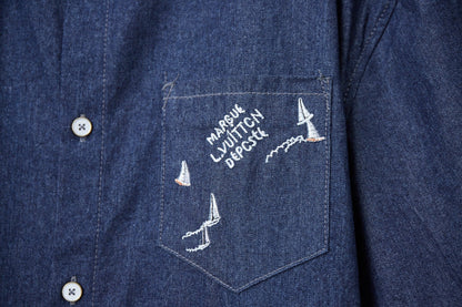 250604 New high-end letter embroidery denim shirt waistcoat