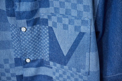 250604 New high-quality Mosaic checkered denim vest shirt