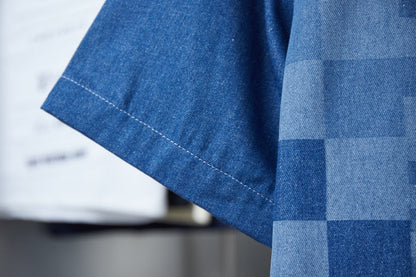 250604 New high-quality Mosaic checkered denim vest shirt