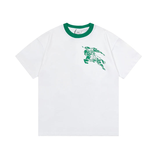 250604 New high-quality spliced collar warhorse T-shirt