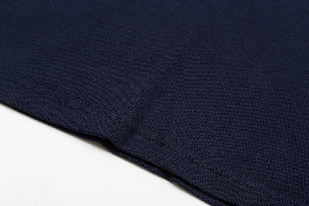 250604 New high-quality spliced collar warhorse T-shirt