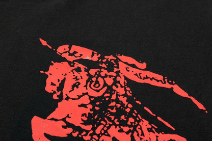 250604 New high-quality spliced collar warhorse T-shirt