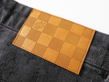 250604 New dark-patterned full-print jacquard denim shorts