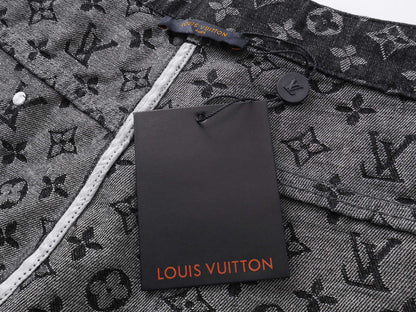250604 New dark-patterned full-print jacquard denim shorts
