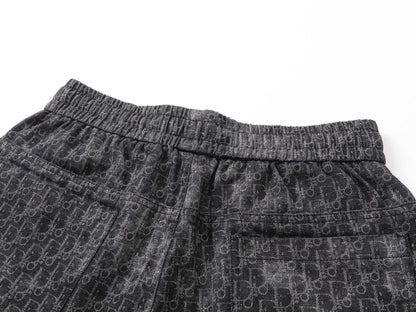 250604 New dark-patterned full-print jacquard knitted shorts