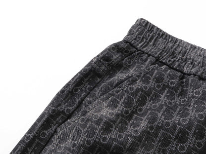 250604 New dark-patterned full-print jacquard knitted shorts