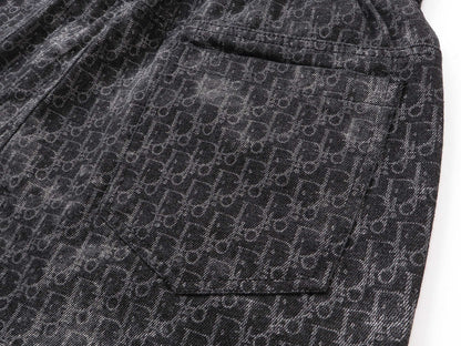 250604 New dark-patterned full-print jacquard knitted shorts