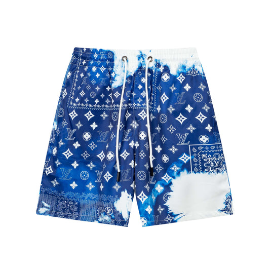 250604 New navy blue full-print quick-drying shorts