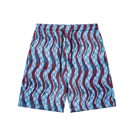 250604 New wavy full-print quick-drying beach shorts