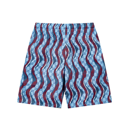 250604 New wavy full-print quick-drying beach shorts