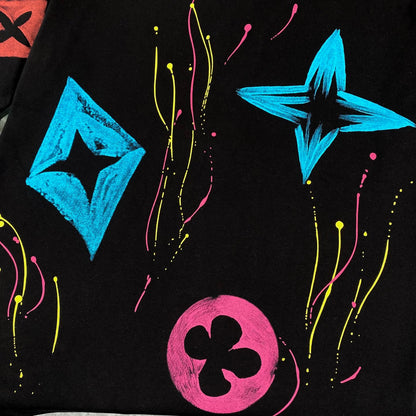 250604 New dopamine color graffiti print T-shirt