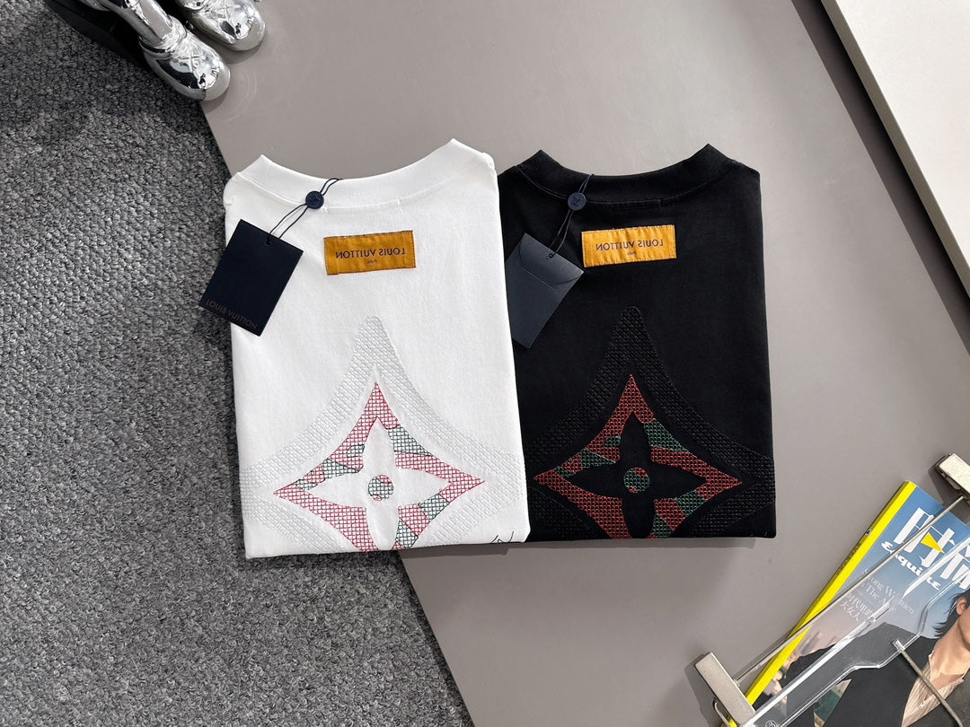 250614 New high-quality embroidered patchwork T-shirt