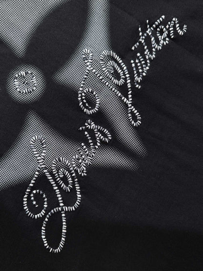250614 New high-quality direct-spray gradient embroidery T-shirt