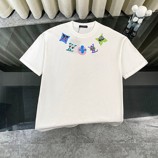 250614 New high-quality cartoon logo necklace printed T-shirt