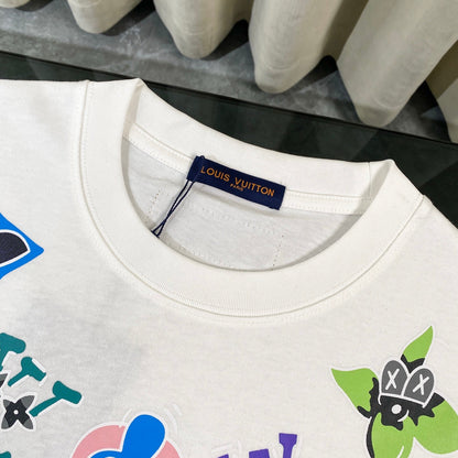 250614 New high-quality cartoon logo necklace printed T-shirt