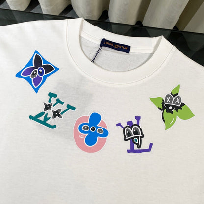 250614 New high-quality cartoon logo necklace printed T-shirt
