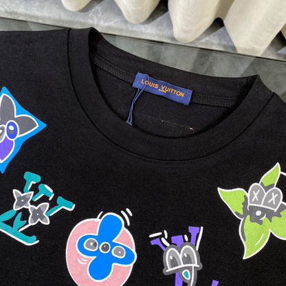 250614 New high-quality cartoon logo necklace printed T-shirt