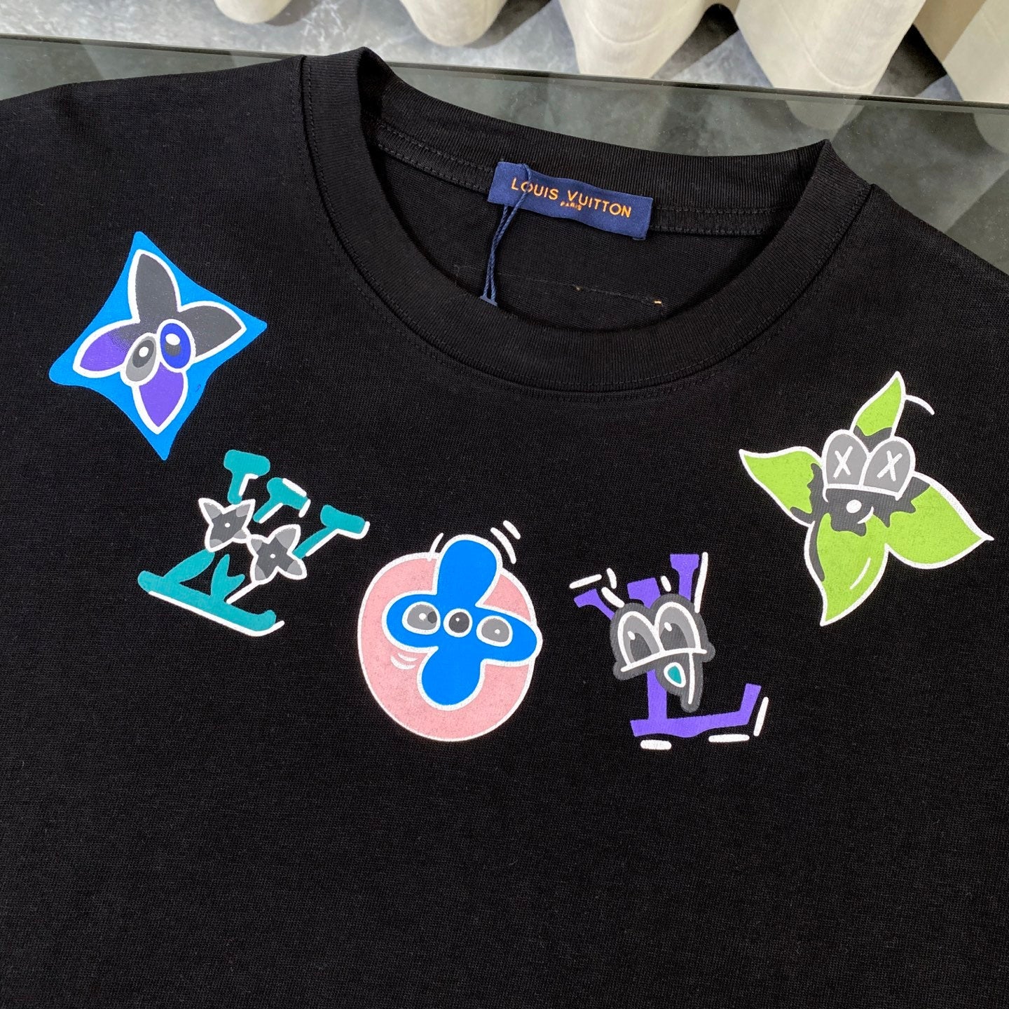 250614 New high-quality cartoon logo necklace printed T-shirt