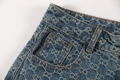 250614 New high-quality casual jacquard denim shorts