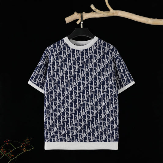 250617 New high-quality jacquard round-neck casual sweater T-shirt