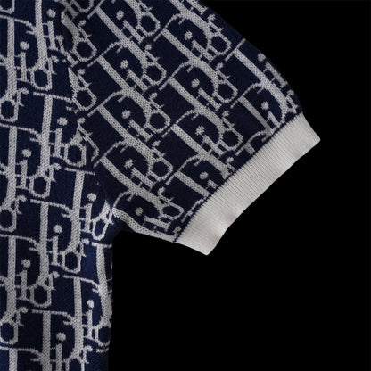 250617 New high-quality jacquard round-neck casual sweater T-shirt