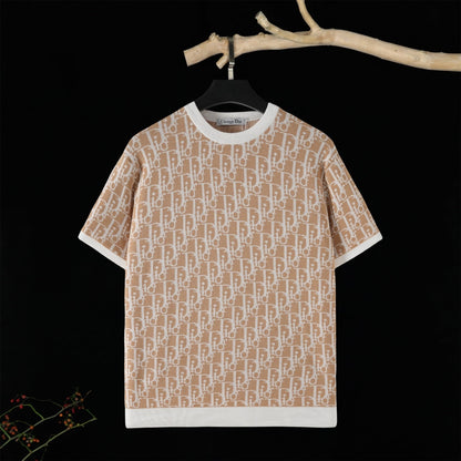 250617 New high-quality jacquard round-neck casual sweater T-shirt