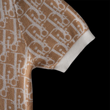 250617 New high-quality jacquard round-neck casual sweater T-shirt