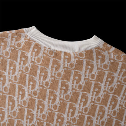 250617 New high-quality jacquard round-neck casual sweater T-shirt