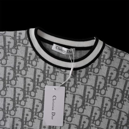 250617 New high-quality jacquard round-neck casual sweater T-shirt