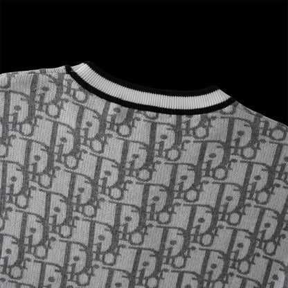 250617 New high-quality jacquard round-neck casual sweater T-shirt