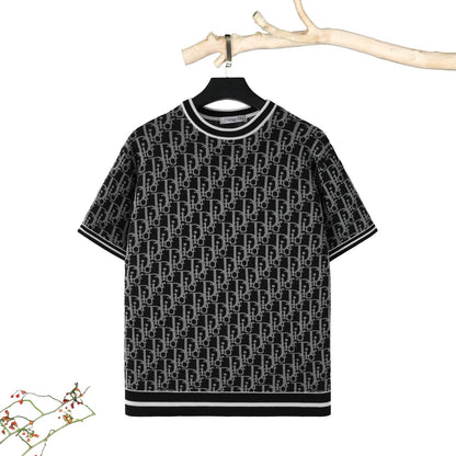 250617 New high-quality jacquard round-neck casual sweater T-shirt