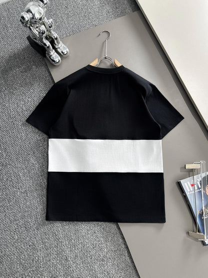 250617 New high-quality black and white color-blocking T-shirt