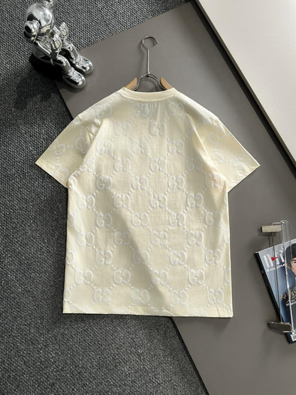 250617 New high-quality full-printed jacquard knitted t-shirt
