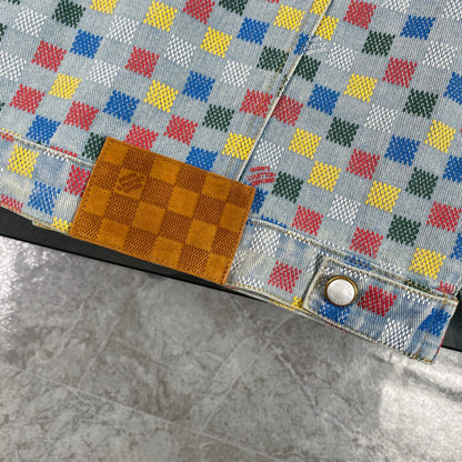 250617 New high-quality dopamine-colored pixel checkered jacket