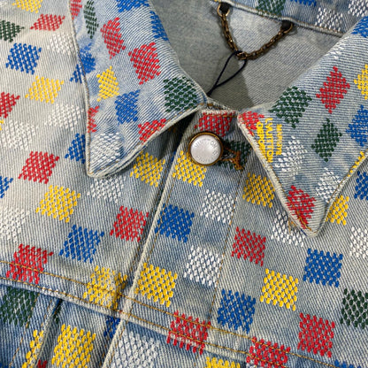 250617 New high-quality dopamine-colored pixel checkered jacket
