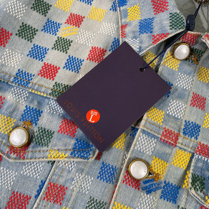 250617 New high-quality dopamine-colored pixel checkered jacket