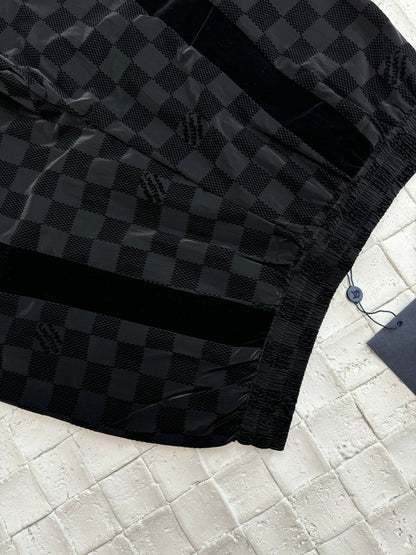 250617 New checkerboard letter velvet jacquard trousers