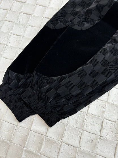 250617 New checkerboard letter velvet jacquard trousers