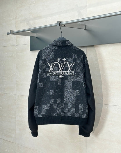 250624 New high-quality checkerboard camouflage jacquard baseball jacket