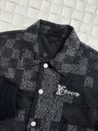 250624 New high-quality checkerboard camouflage jacquard baseball jacket